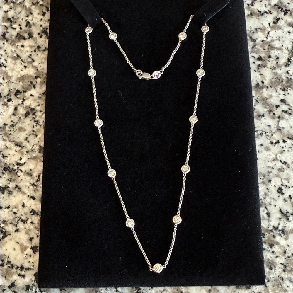 Roberto Coin Silver Bezel-Set Station Necklace with White Stones